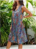 Print V-neck Bohemian Dress