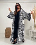 Dreshe Striped Long Cardigan Black