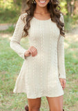 Long Sleeve Loose Knitted Causal Short Sweater Dress