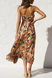 Chic Printed V Neck Sleeveless Long Dress