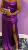 Magic Memories Purple Satin Sleeveless Maxi Dress