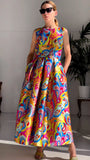 Printed Mikado With Groovy Theme Dress