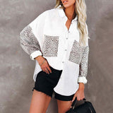 Leopard Print Stitching Corduroy Overshirt Jacket