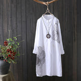 Long sleeve shirt dress mid-length loose shirt