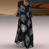 Cotton Long Sleeve Printed Maxi Dress