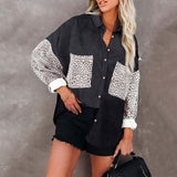 Leopard Print Stitching Corduroy Overshirt Jacket