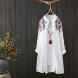 Pure cotton shirt literary blouse embroidered cardigan