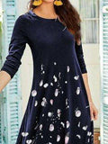 Women Long Sleeve Causal A-Line Floral Maxi Dress