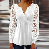 Fresh White Flower Garden Lace Sleeve Tunic Top