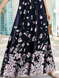 Women Long Sleeve Causal A-Line Floral Maxi Dress