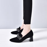 Sheepskin shoes heels with rhinestone low or high heels（free shipping）