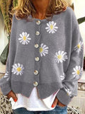 Flower Print Loose Oversized Knitwear Coat