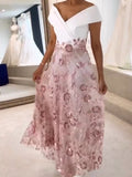 Pink Lace Elegant Floral Dress