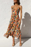 Chic Printed V Neck Sleeveless Long Dress