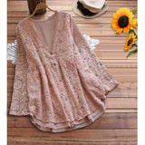 Lace flower hollow single-breasted loose fake two-piece cardigan top