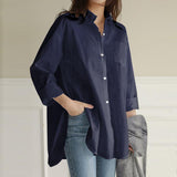 Cotton Linen Oversized Long Sleeve Floral Button Shirt