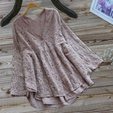 Lace flower hollow single-breasted loose fake two-piece cardigan top