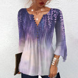 Purple Print 3/4 Sleeve Top