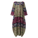 Vintage Printed Maxi Dress Women's Spring/Autumn Sundress