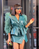 Green Feather Coat