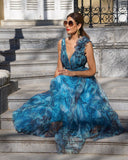 Blue Chiffon Elegant Dress