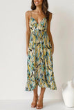 Chic Printed V Neck Sleeveless Long Dress