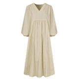 Cotton Solid Color Casual Long Dress