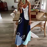 Women Boho flower Print Maxi Slip Loose Dress