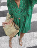 Comfortable green print dress