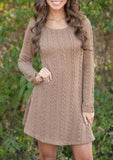 Long Sleeve Loose Knitted Causal Short Sweater Dress