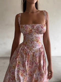 SPRING FLORAL MIDI SUNDRESS WITH BUTTONS