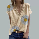 Cotton Elegant Flower Stars Printed Blouses