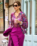 Purple Floral Printed Shirt