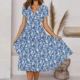 Gorgeous Short Sleeve Print Midi Dress