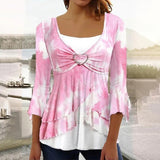 Dreamy Pink Print Round Neck Top