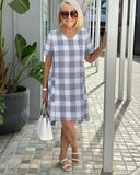 Floaty Dress Gray and White Check Dress