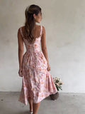 SPRING FLORAL MIDI SUNDRESS WITH BUTTONS