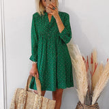 Comfortable green print dress