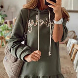 Preppy Style Streetwear Letter Print Women Short Hoodies Dress