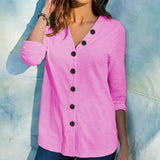 Cotton Casual V Neck Large Size Tops