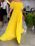 Yellow off shoulder dress