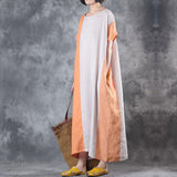 Fashion Color Matching O-neck Chiffon Cotton Dress