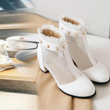 Autumn pearl lace mesh boots(FREE SHIPPING)