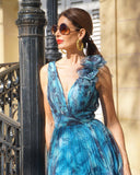 Blue Chiffon Elegant Dress