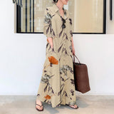 Elegant Printed Shirt Dress Women's Autumn COTTON Sundress