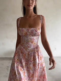 SPRING FLORAL MIDI SUNDRESS WITH BUTTONS