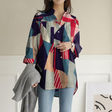 Cotton Linen Oversized Long Sleeve Floral Button Shirt