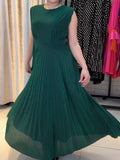 Green Sleeveless Chiffon Dress