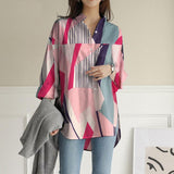 Cotton Linen Oversized Long Sleeve Floral Button Shirt