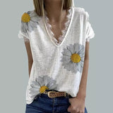 Cotton Elegant Flower Stars Printed Blouses